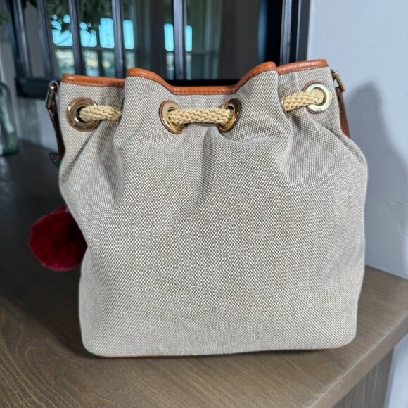 Michael Kors Marina Canvas Drawstring Bucket Bag - Rope & Tassel Detail - Picture 4 of 14